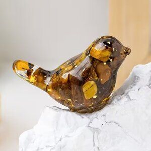 Resin Crystal Crushed Tiger Eyes Stone Bird Decorations - NEW - 0.78 x 1.57 in